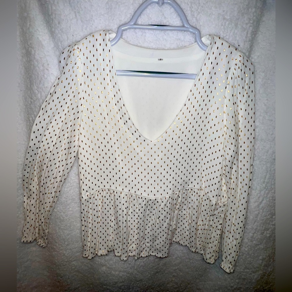 White babydoll top with gold designs